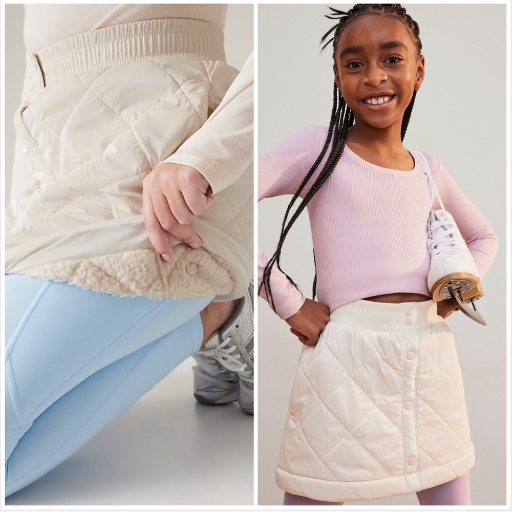 Athleta NWOT! Girl Ivory Toasty Buns Metallic Skirt Size Xl/14